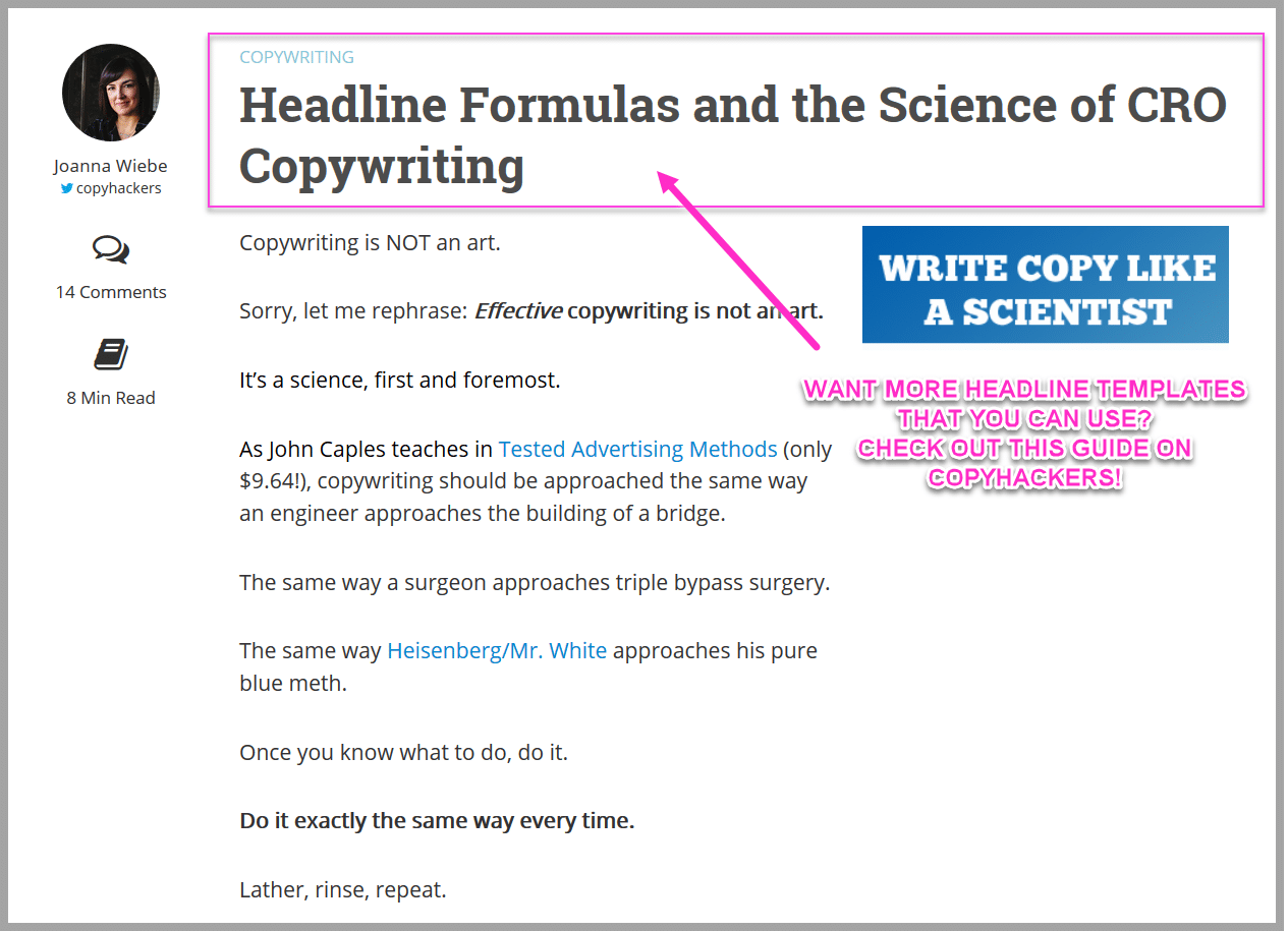 Check out copyhackers own headline templates
