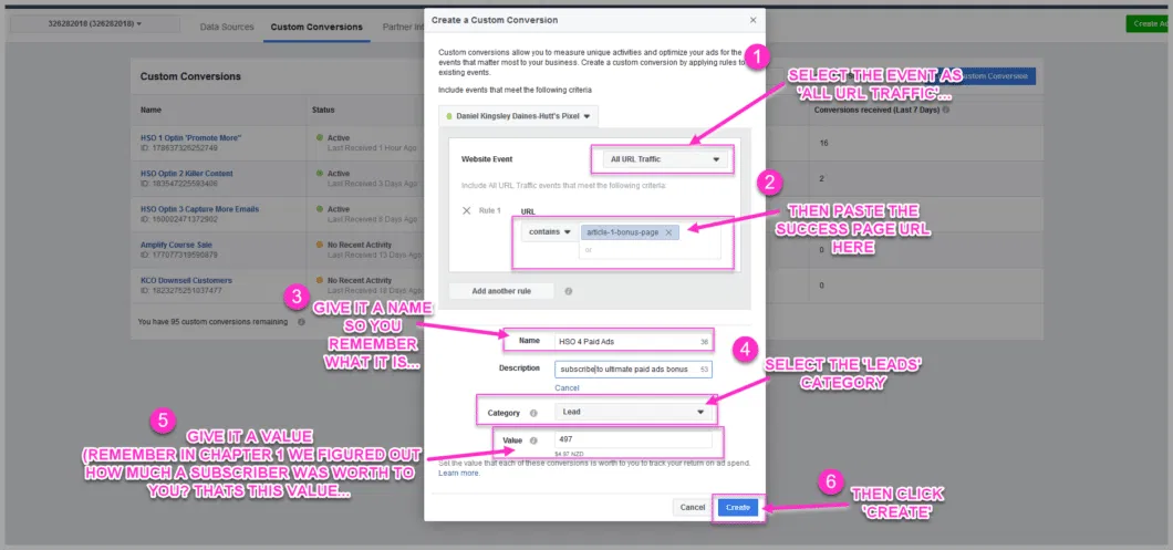 Set up your custom conversion details