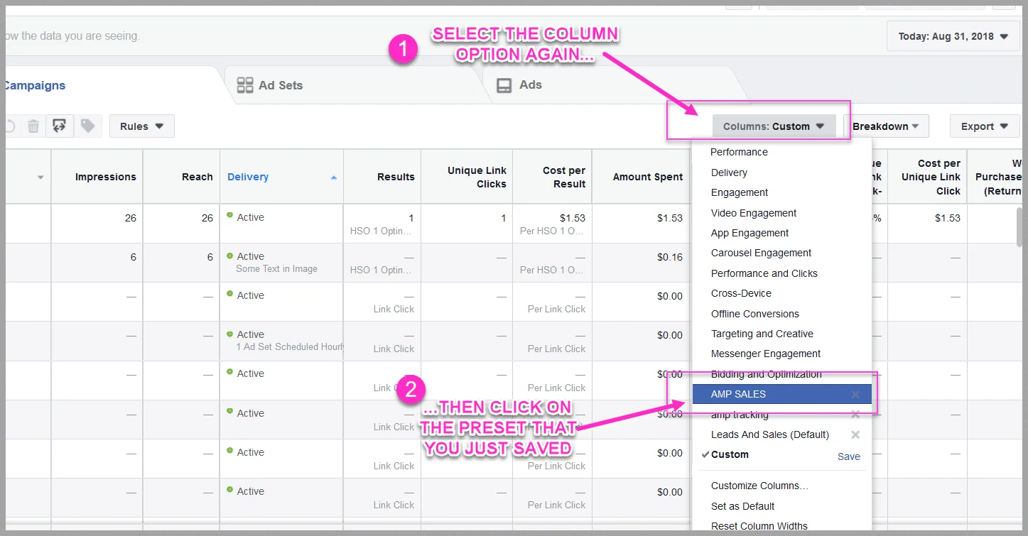 Set up your custom facebook dashboard to see roi reports on your lead costs