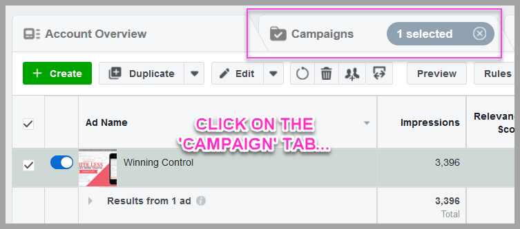 Duplicate the winning campaign and change the ad goal
