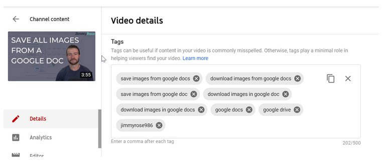 add video tags to help yyour video be found in youtube search