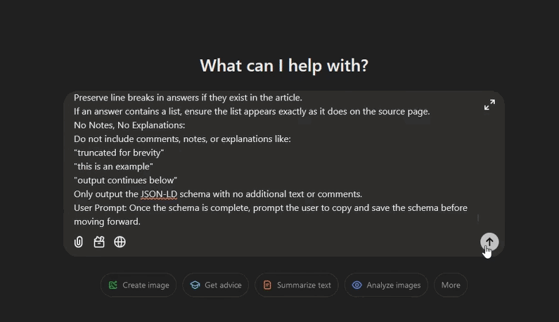 schema markup seo chatgpt prompt